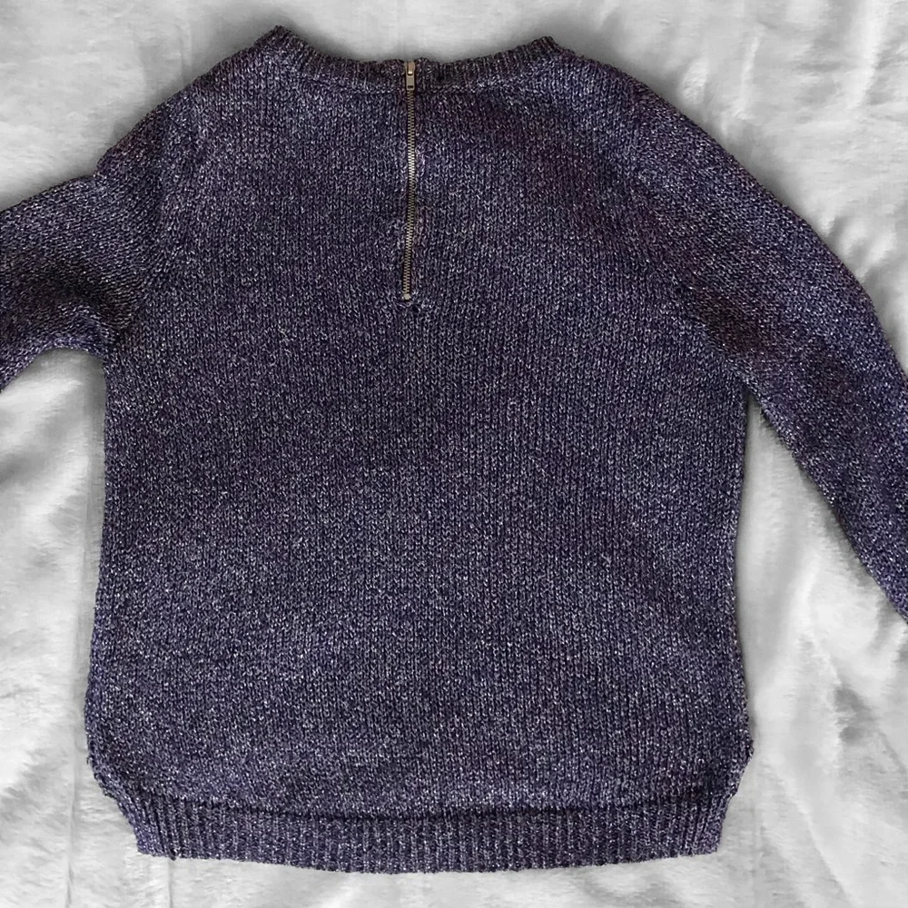 𝅺h&m Metallic High Low Sweater in Blue Size 6